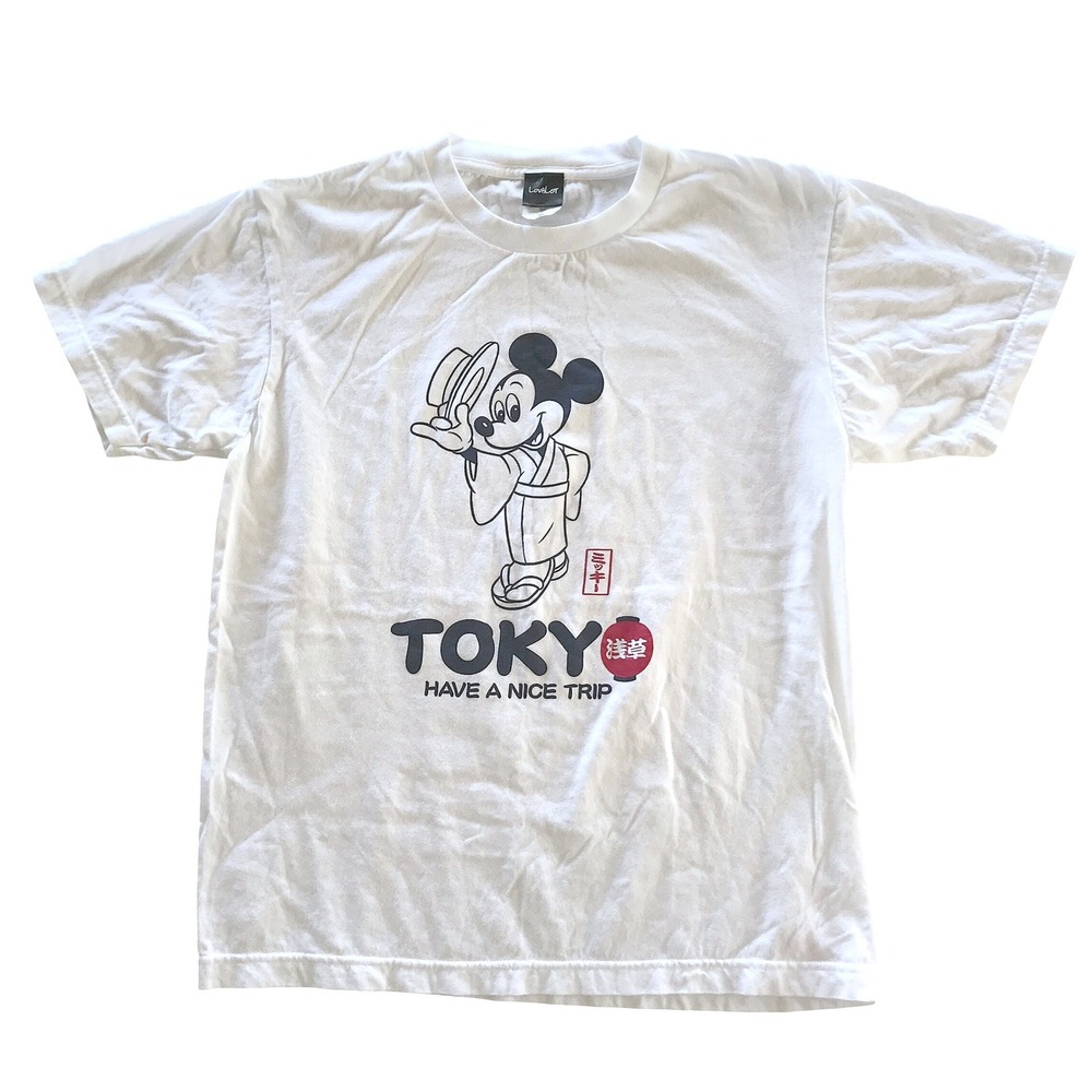 Disney Lovalot Tokyo Mickey Mouse Kimono Graphic T-Shirt White Mens Medium